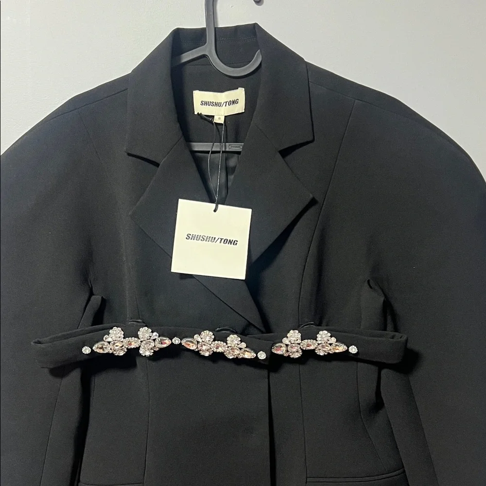 Elegant Black Blazer dress with Crystal Embellishments! - Picture 13 of 16